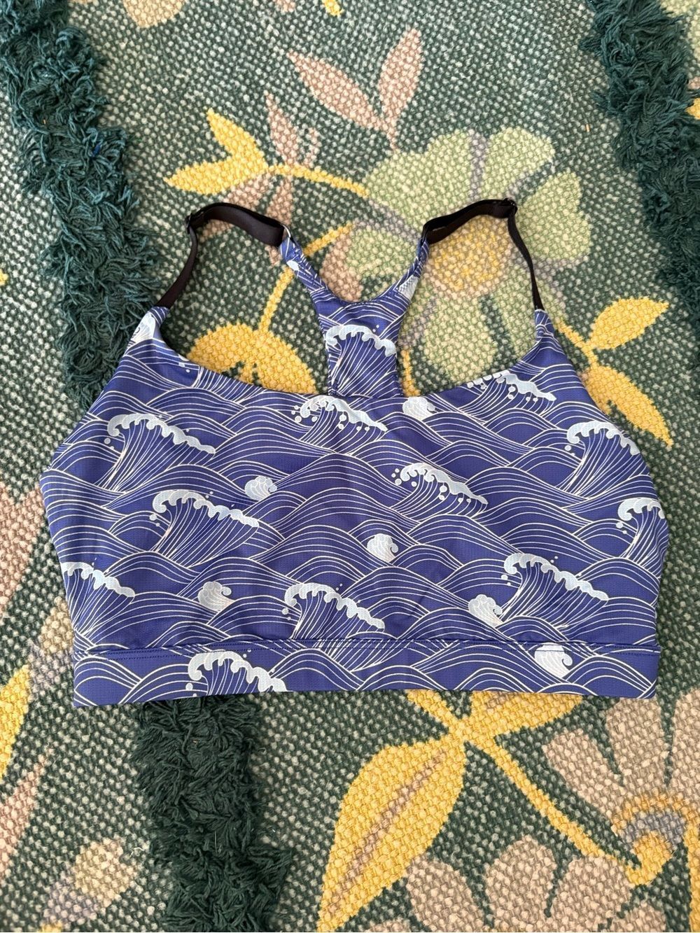 MeUndies adjustable racerback sports bra Waves Blue Large
